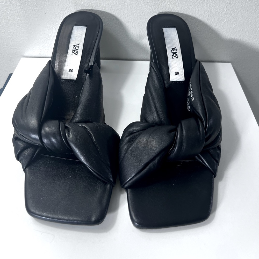Zara Black knot slip in sandal